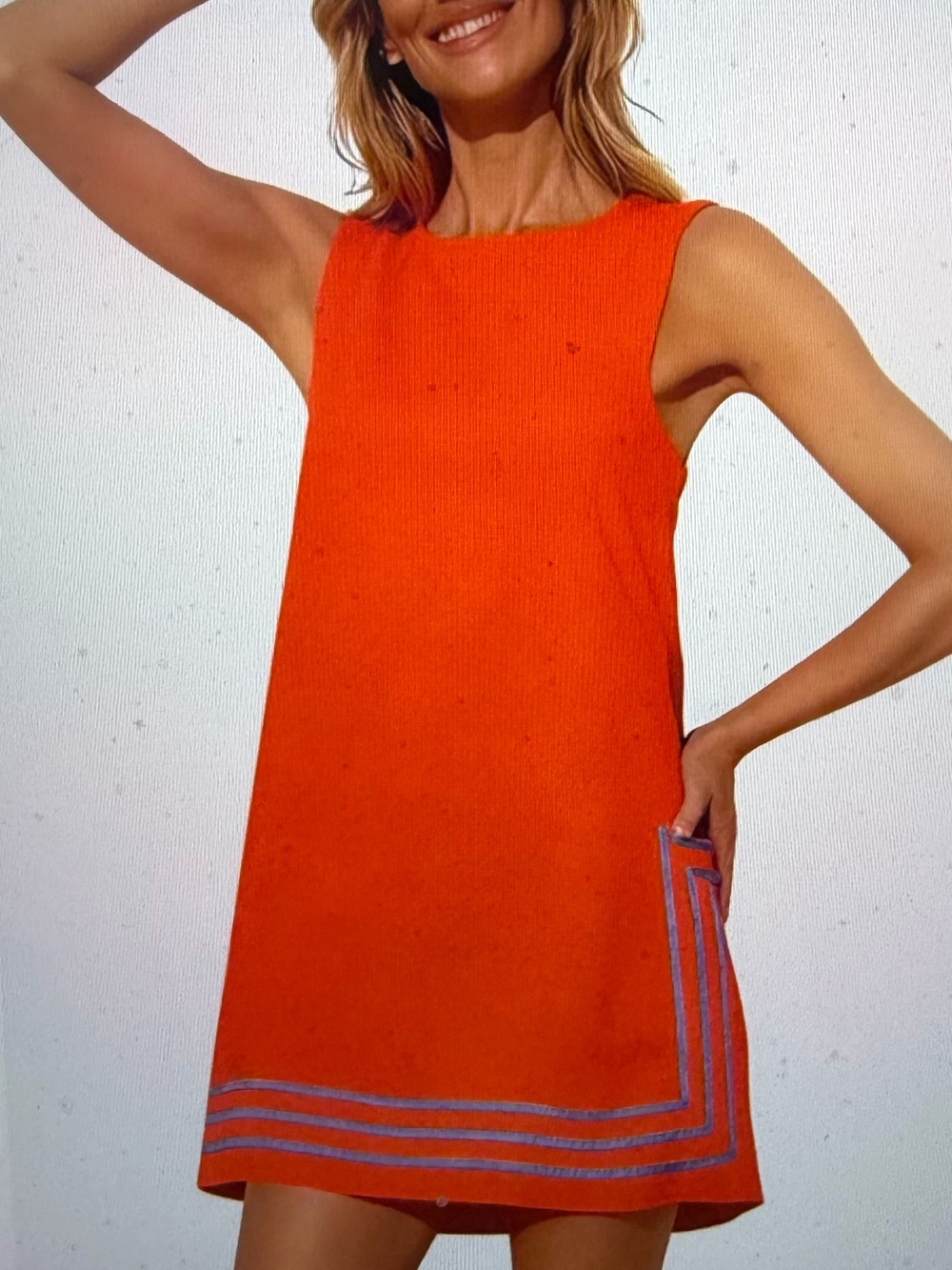 Sleeveless Orange Shift Dress with Contrast Trim - NWT Size S